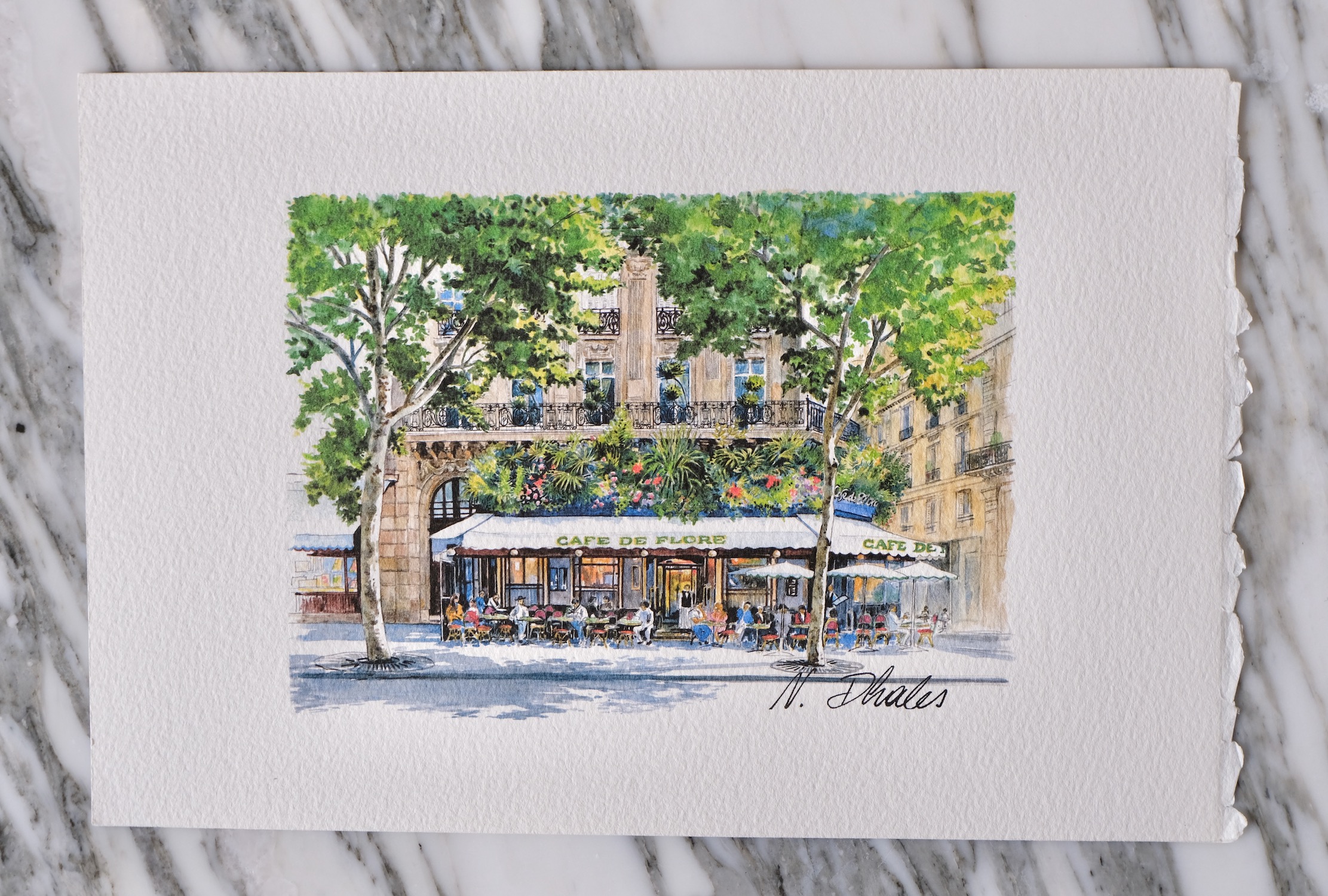 Cafe de Flore watercolor
