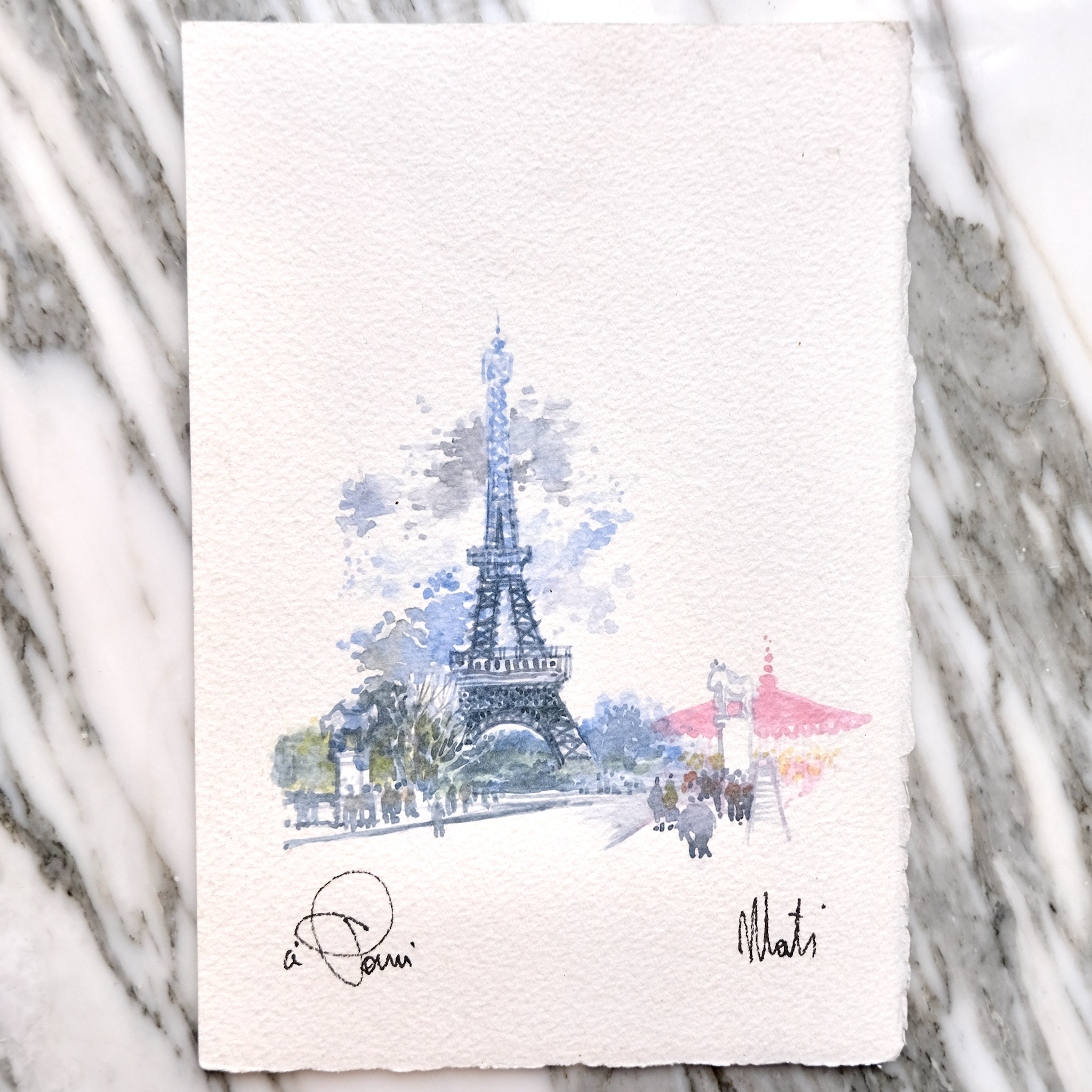 second bouquinistes auction mati eiffel tower watercolor
