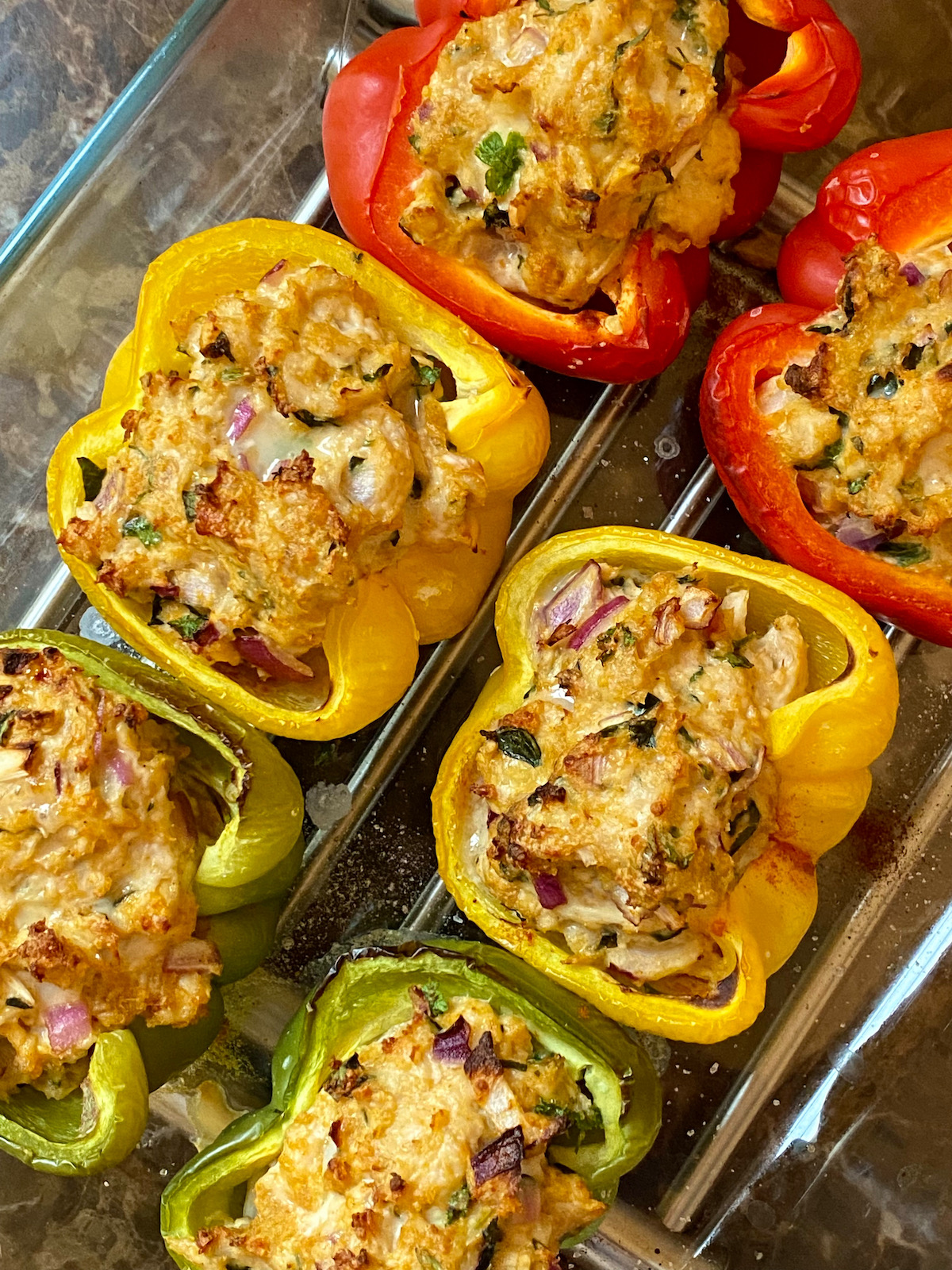 ground chicken and turkey stuffed peppers