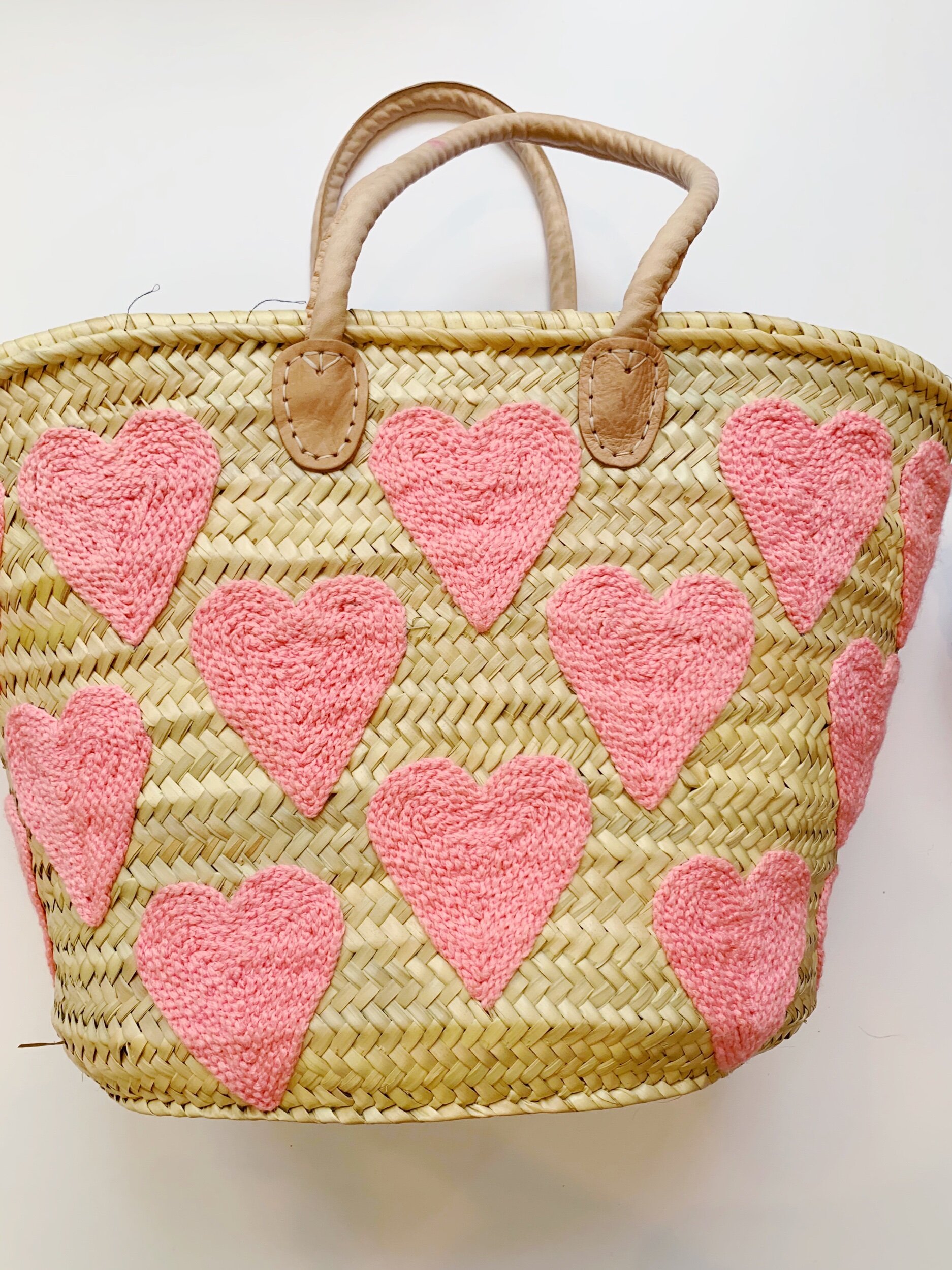 pink heart market basket