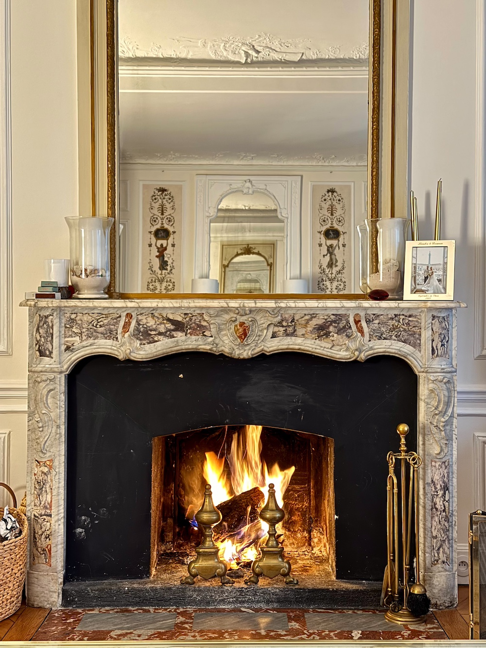 paris apartment fireplace