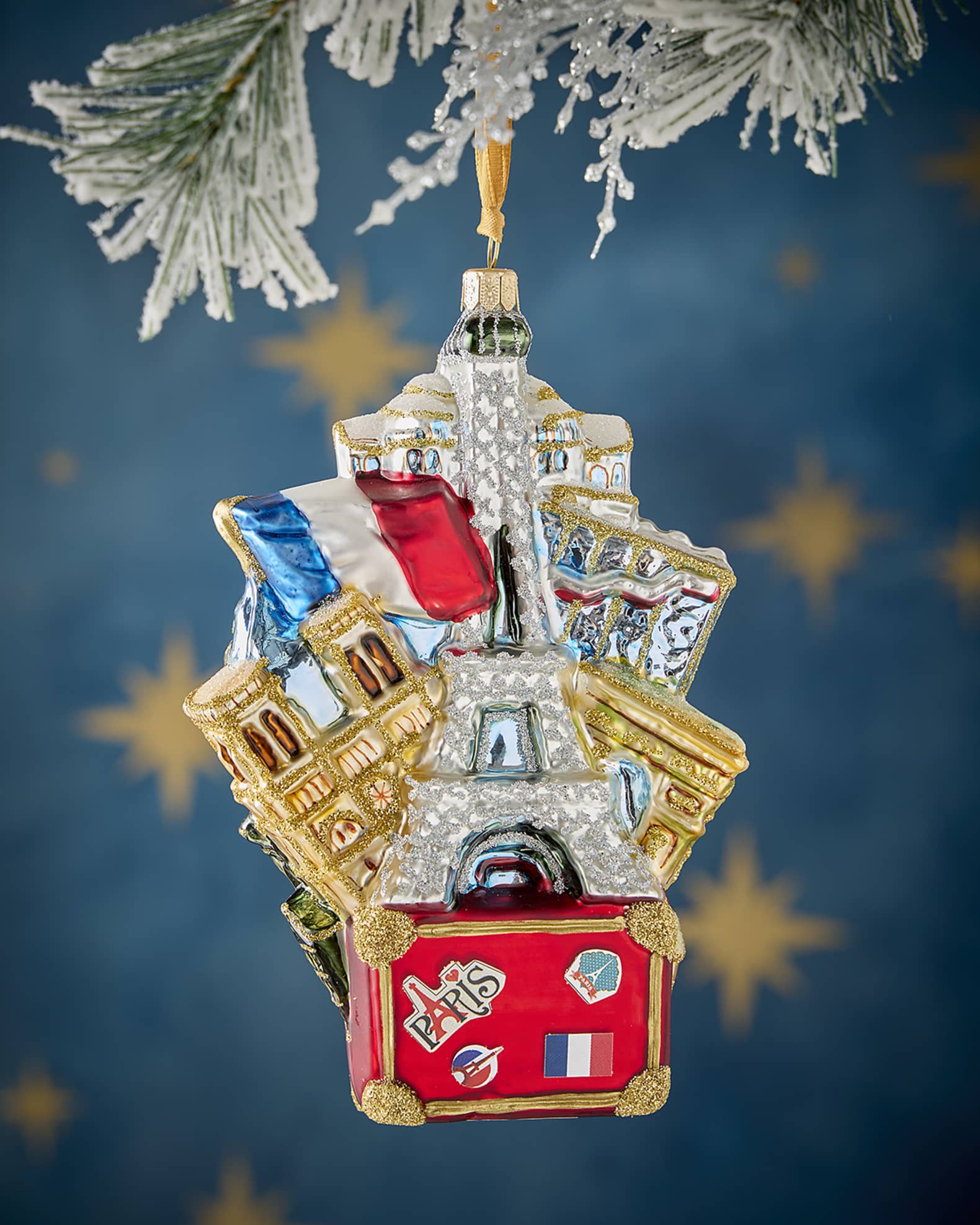 paris suitcase christmas ornament