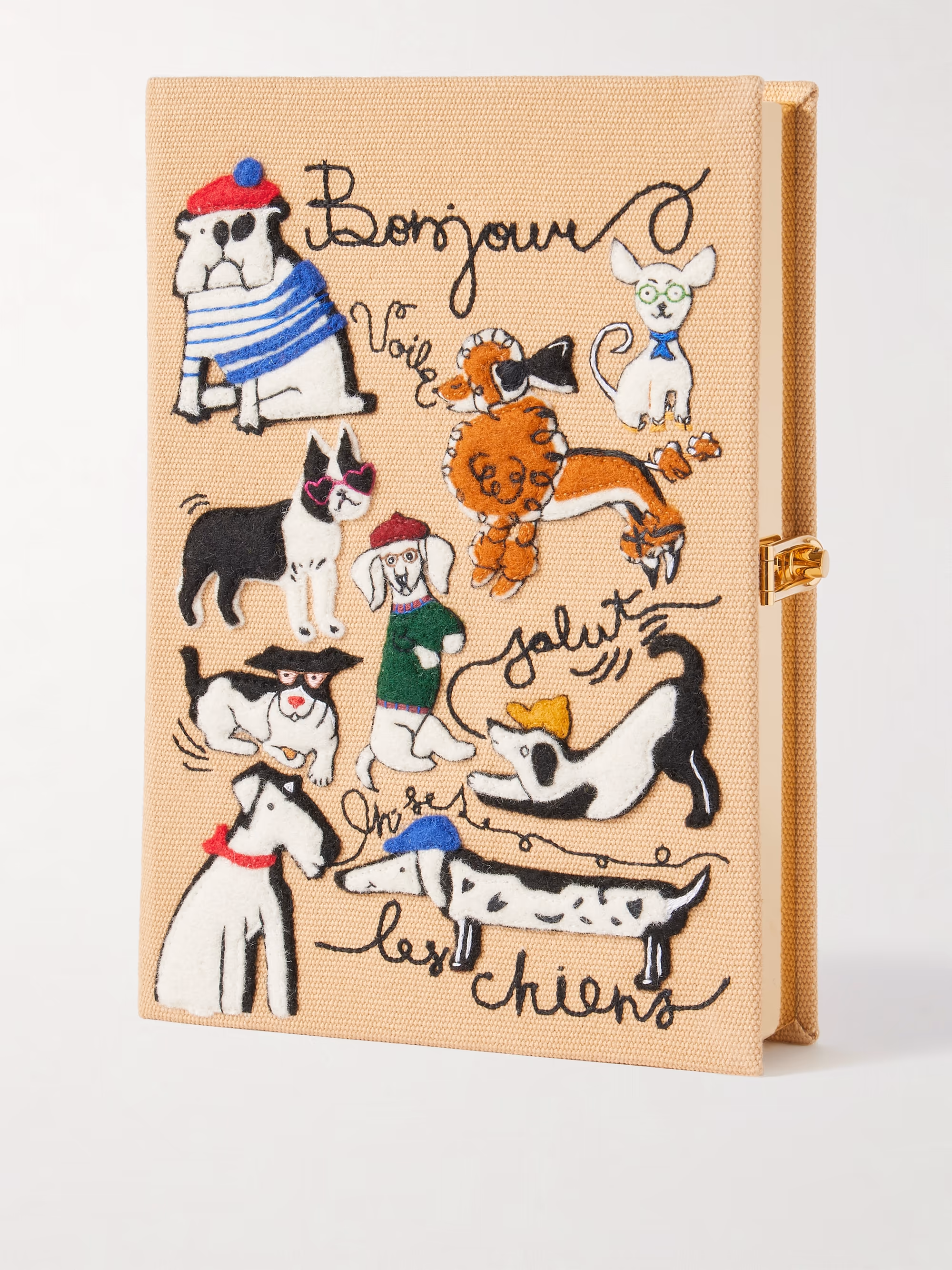 olympia le tan hello dogs book clutch