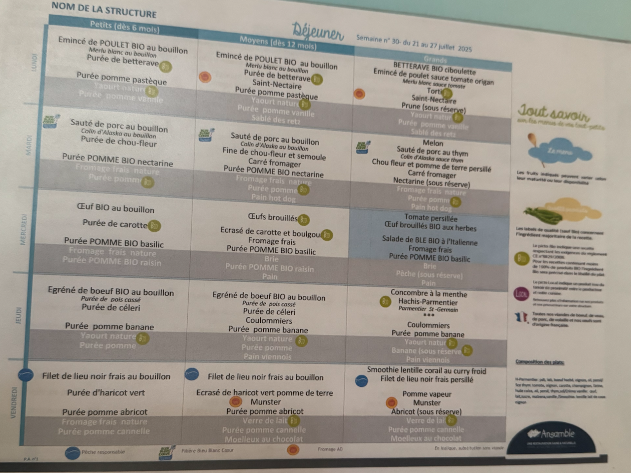 what my toddler eats at daycare in france summer menu