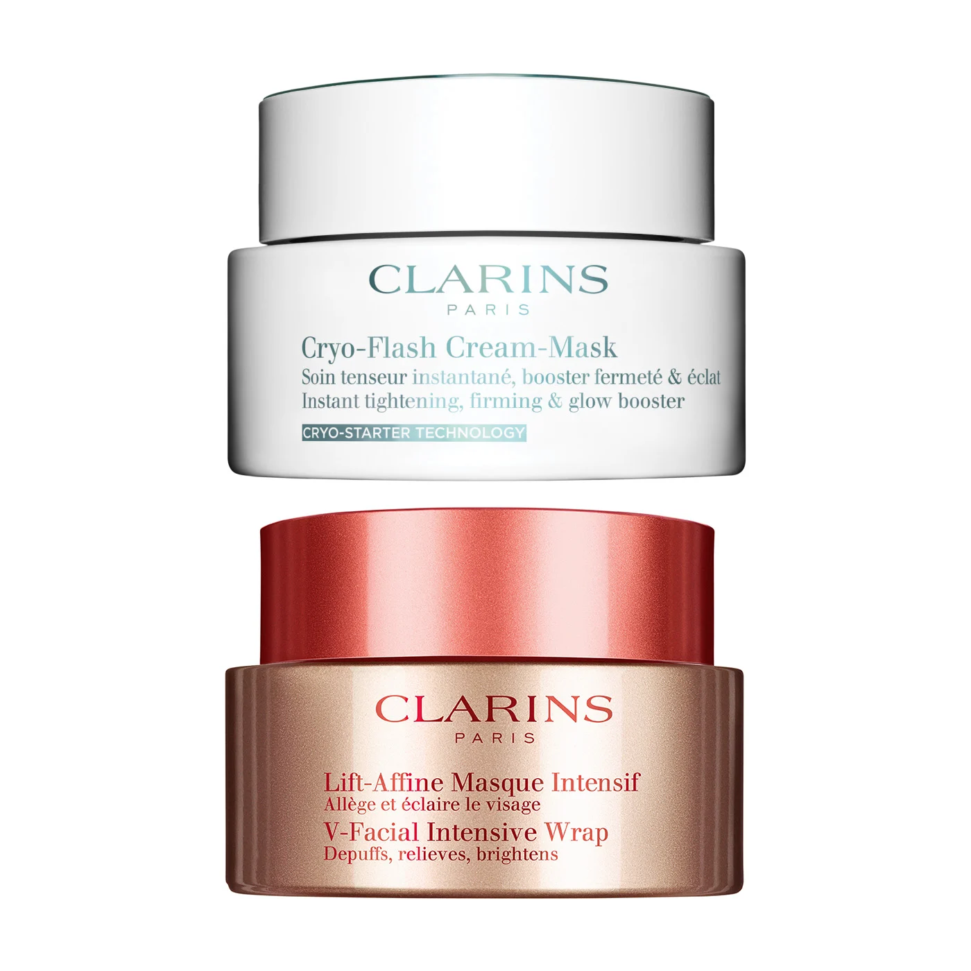 clarins cyro-flash cream mask and v-facial intensive wrap