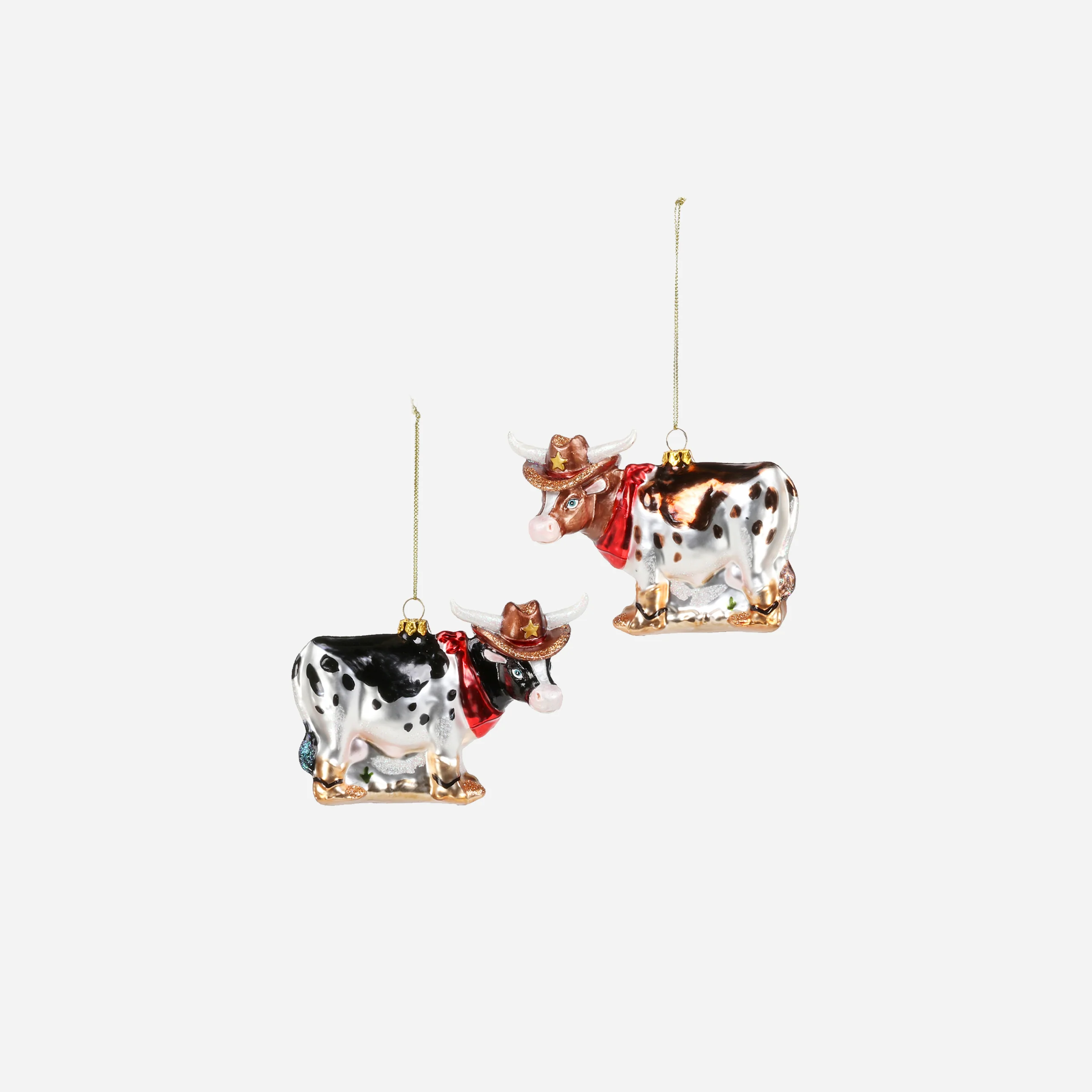 cowboy steer ornament set