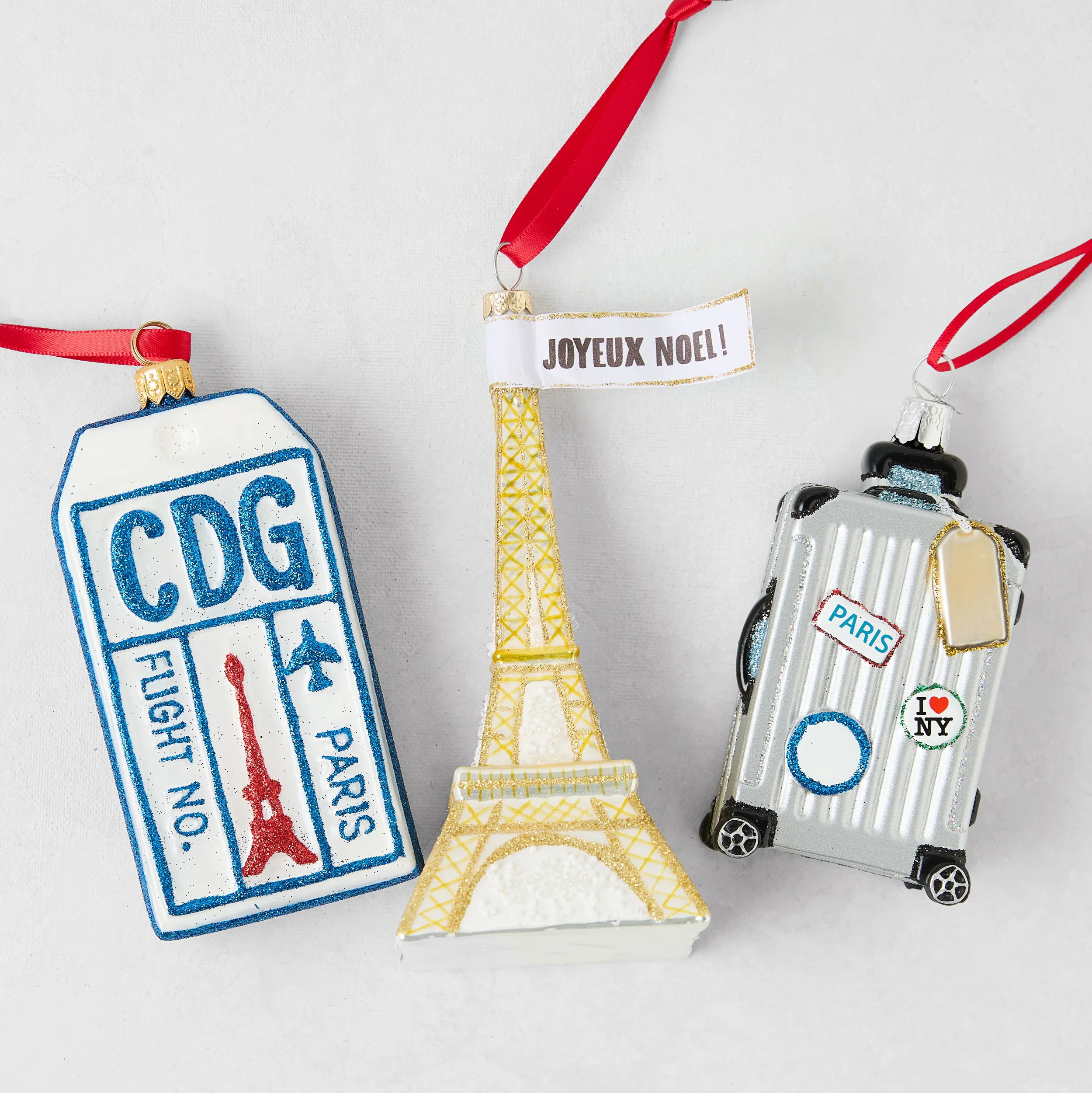 paris vacation ornament set